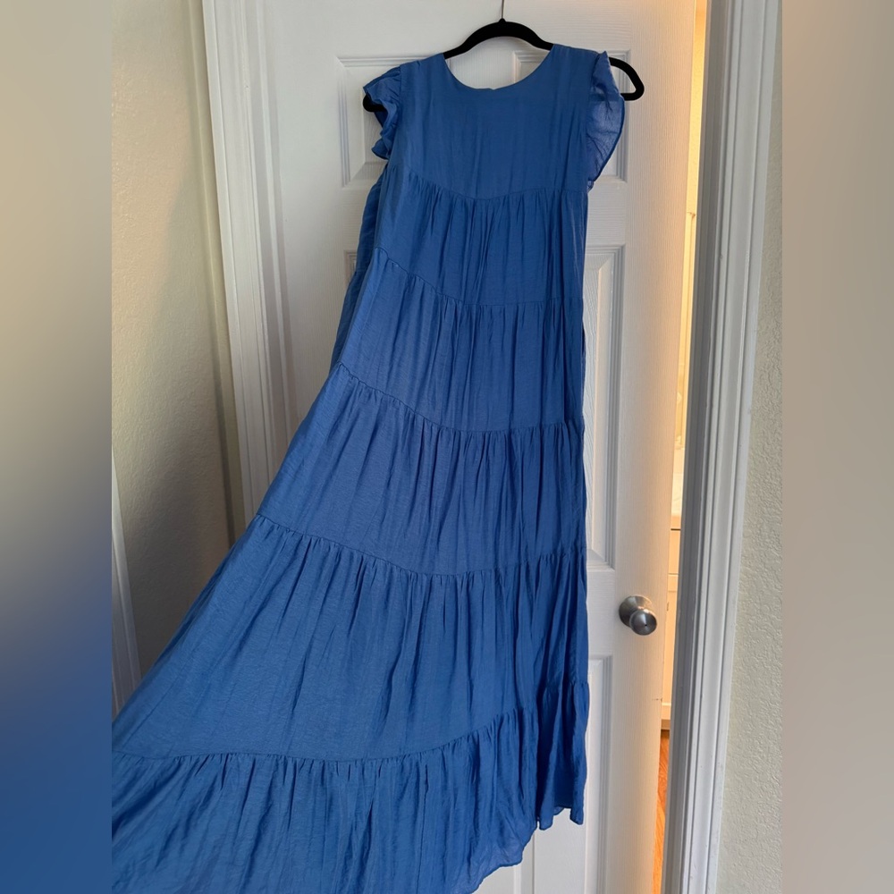 Chic Blue Tiered Maxi Dress